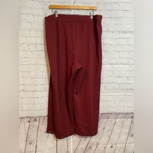 DG2 Diane Gilman Downtime Womens Plus Size 1X Pull-On Burgundy Wide Leg Pants